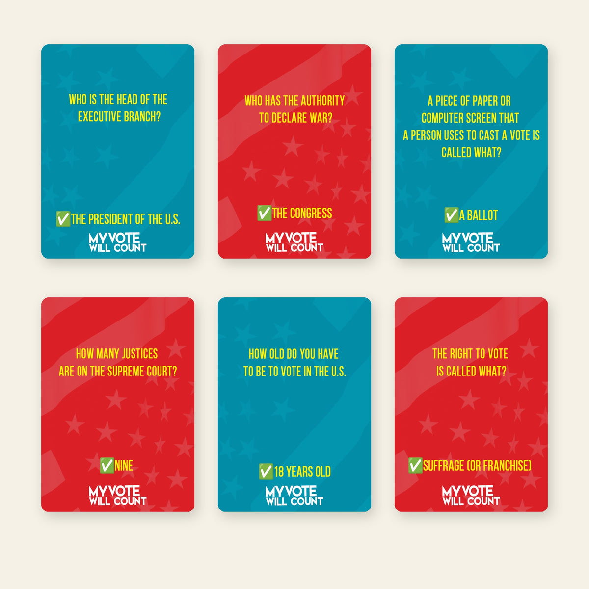 My Vote Will Count Card Game