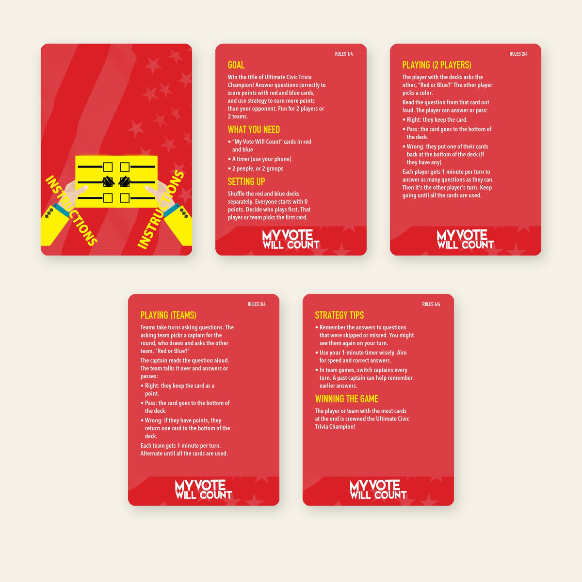 My Vote Will Count Card Game